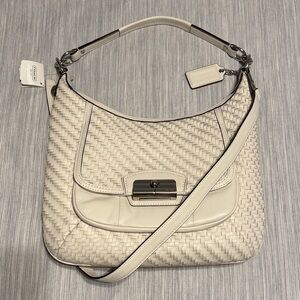 NWT Coach VINTAGE Kristin White Woven Leather Hobo Shoulder Bag